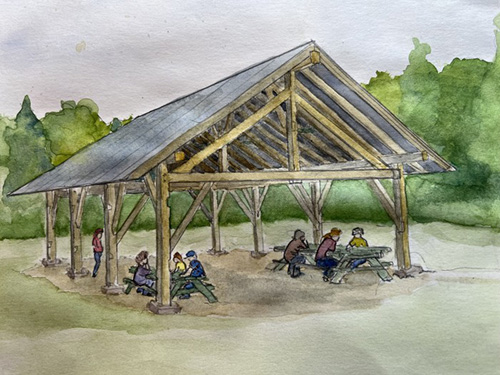 Rendering of the new pavilion that will be raised this summer in Vershire.